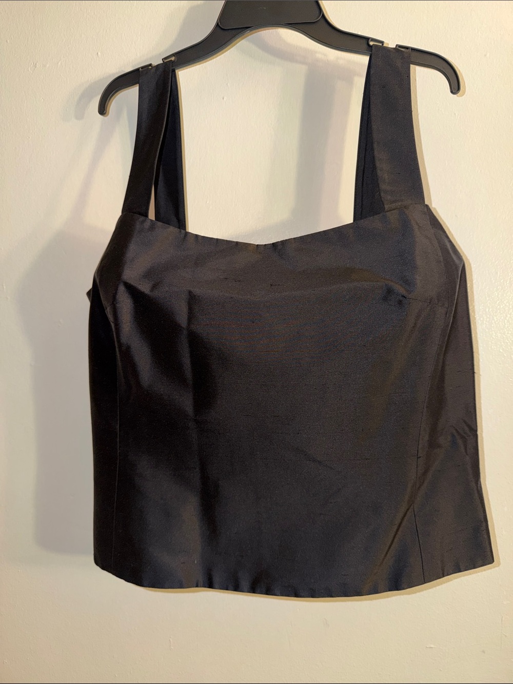 Square-Neck Black Crop Top with Wide Straps